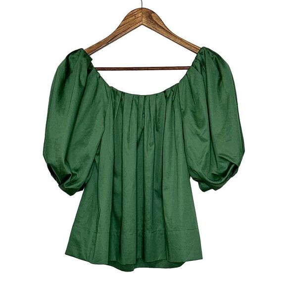 Rebecca Taylor Babydoll Top Puff Tulip Sleeve Emerald Green Size 2 - Picture 6 of 10